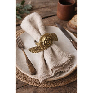 Vintage Solid Brass Rose Napkin Rings Set of 4 Cottage Core Mid-Century Elegant